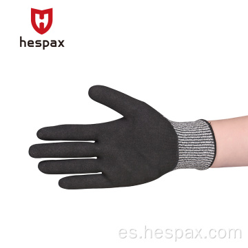 Hespax Sitio de construcción Guantes de trabajo para hombre nitrilo anti-corte